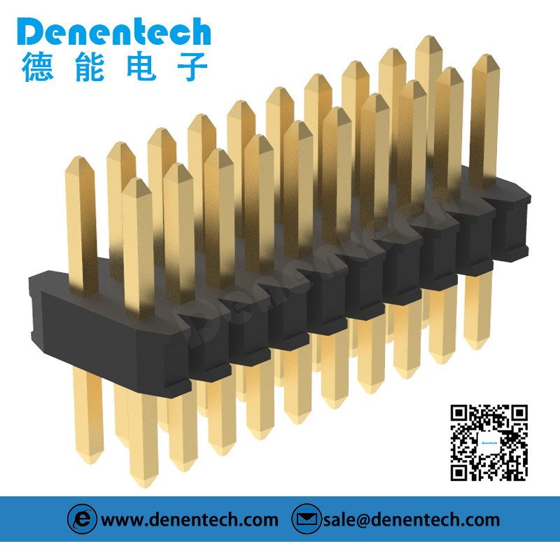 Denentech Factory direct sale 0.8mm gold plated dual row straight DIP pin header